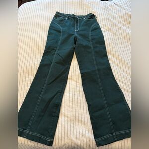 Free People Green Flare & Wide Leg Jeans